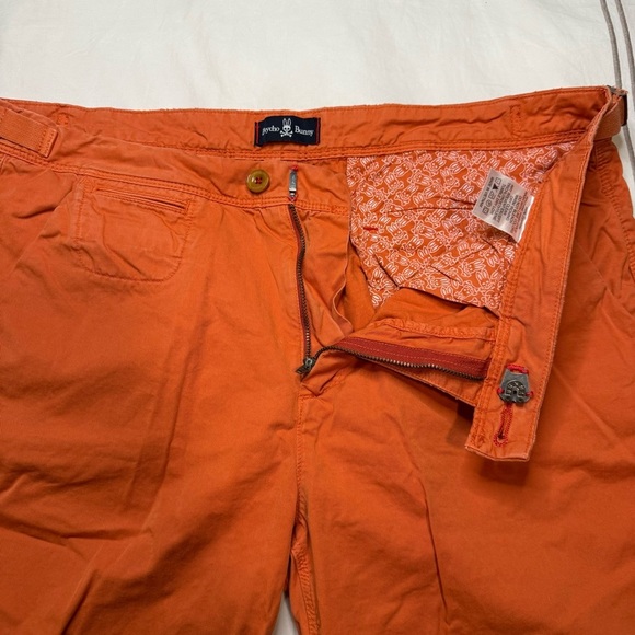 Psycho Bunny | Classic Fit Cotton Shorts Orange Mens | 36 - Picture 3 of 9